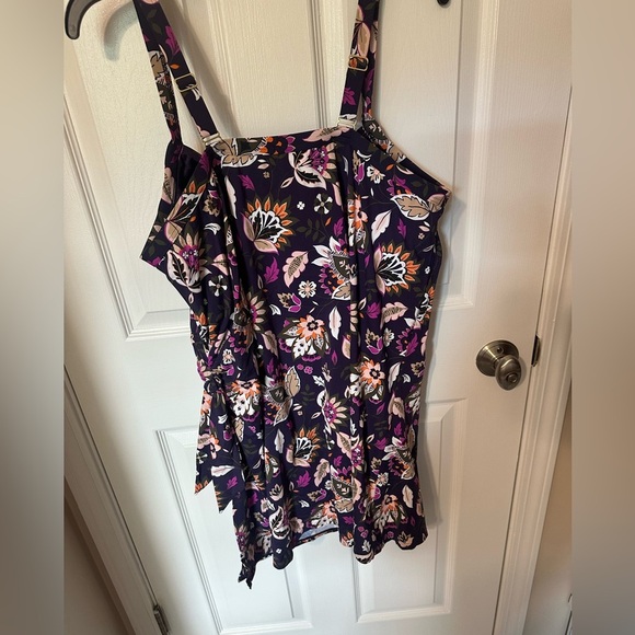 Land’s End Floral Swim Dress in Purple and Orange - Picture 5 of 6